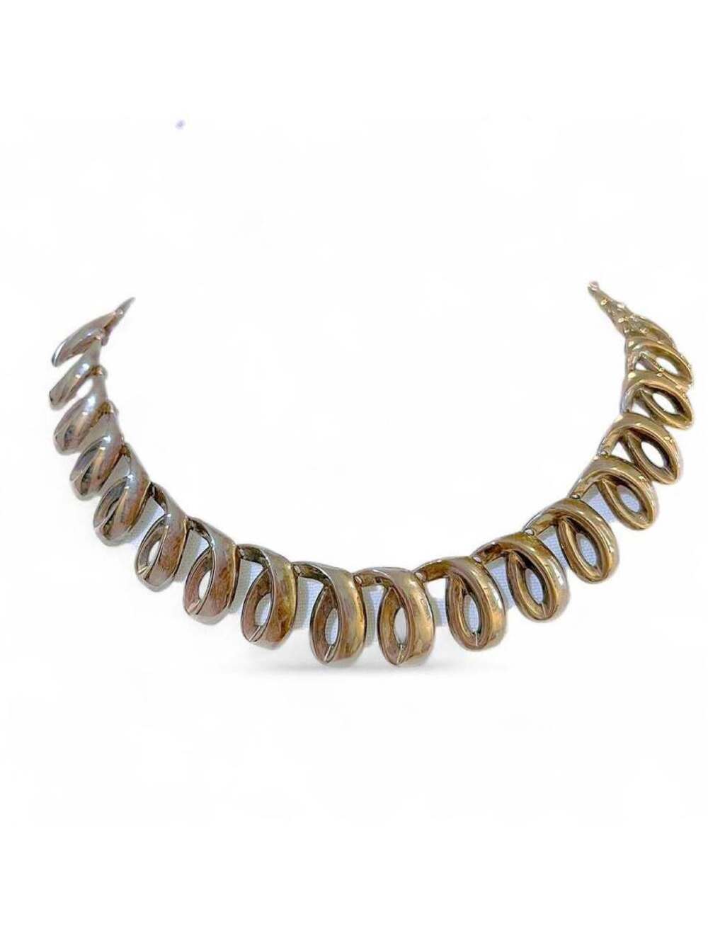Vintage Gold-Tone Spiral Loop Collar Necklace